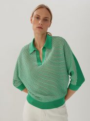 Someday Sweter "Tajour" w kolorze zielonym rozmiar: 38. Zielone swetry someday., bez wzorów, bez ramiączek. Za 180.49 zł.