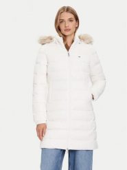 Tommy Jeans Płaszcz zimowy Essential DW0DW18864 Écru Slim Fit. Płaszcze Tommy Jeans, na zimę, s, bez wzorów, z jeansu, bez kaptura. Za 929.99 zł.