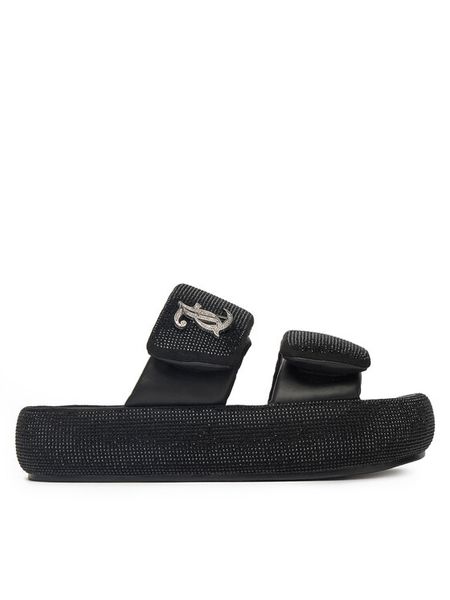 Juicy Couture Klapki WSS21515-02 Czarny. Czarne klapki Juicy Couture, bez wzorów, z materiału, bez obcasa, bez zapięcia. Za 249.99 zł.