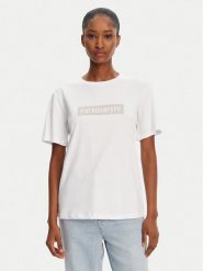 Patrizia Pepe T-Shirt 2M4422/J274-W146 Biały Regular Fit. Białe t-shirty Patrizia Pepe, m, bez wzorów, z bawełny, bez kołnierzyka, bez ramiączek. Za 589.99 zł.
