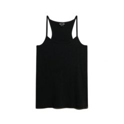 Damski tank top Superdry Studios Strappy. Czarne topy Superdry, s, bez wzorów, bez kołnierzyka, bez ramiączek. W wyprzedaży za 97.85 zł.