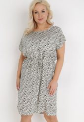 Beżowa Sukienka Agatilus. Brązowe sukienki Born2be, na co dzień, plus size, z aplikacjami, z materiału, bez kołnierzyka, plus size, bez ramiączek, midi, proste. Za 79.99 zł.