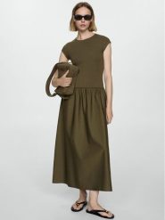 Mango Sukienka codzienna Valvin 77044073 Khaki Regular Fit. Brązowe sukienki Mango, na co dzień, m, bez wzorów, z bawełny, bez kołnierzyka, bez ramiączek, proste. Za 129.99 zł.