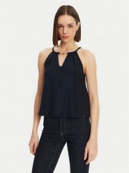 Gaudi Top 511FD44002 Czarny Regular Fit. Czarne topy Gaudi, bez wzorów, z syntetyku, bez kołnierzyka, bez ramiączek. Za 259.99 zł.