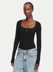 Guess Body W6YP21 K4356 Czarny Slim Fit. Czarne body i gorsety Guess, z aplikacjami, z wiskozy, bez ramiączek. Za 214.99 zł.