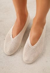 Beżowe Balerinki VICES z Plecioną Cholewką Mahala. Brązowe baleriny Renee, bez wzorów, boho, bez obcasa, bez zapięcia. Za 99.99 zł.