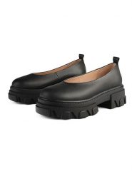 Loft37 Skórzane baleriny "Straight Up" w kolorze czarnym rozmiar: 36. Czarne baleriny loft37, bez wzorów, bez obcasa, na platformie, bez zapięcia. Za 347.99 zł.