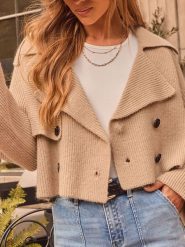 Milan Kiss Kardigan w kolorze beżowym rozmiar: S. Brązowe swetry Milan Kiss, s, bez wzorów, ze splotem, bez ramiączek. Za 173.99 zł.