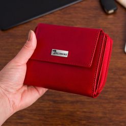 Portfel skórzany damski duży pionowy RFiD skóra klasyk czerwony Beltimore A08. Czerwone portfele bez wzorów, ze skóry. Za 59.42 zł.