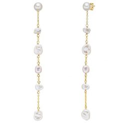 Valero Pearls Kolczyki wiszące z perłą srebro wysokiej próby Perła hodowlana słodkowodna żółte złoto 1 ct Damski. Żółte kolczyki Valero Pearls, z perłą, pozłacane. Za 419.99 zł.