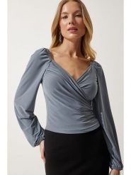 Happiness Istanbul Bluzka w kolorze szarym rozmiar: 40. Szare bluzki Happiness Istanbul, bez wzorów, bez kołnierzyka, bez ramiączek. Za 60.99 zł.