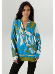 Aniston Bluzka w kolorze oliwkowo-biało-niebieskim rozmiar: 48. Niebieskie bluzki Aniston, bez wzorów, z wiskozy, bez kołnierzyka, bez ramiączek. Za 86.95 zł.