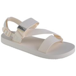 Sandały damskie, Jack Wolfskin Urban Entdeckung Belt Sandal W. Białe sandały Jack Wolfskin, bez wzorów, z gumy, sportowe, bez obcasa, bez zapięcia. Za 336.00 zł.