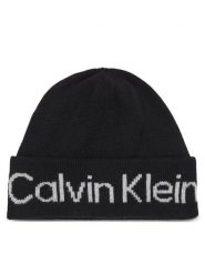 Calvin Klein Czapka Logo Reverso Tonal Beanie K60K611151 Czarny. Czarne czapki zimowe Calvin Klein, bez wzorów, z wiskozy. Za 289.99 zł.