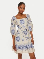 TWINSET Sukienka letnia 241TT2423 Écru Regular Fit. Sukienki Twinset, bez wzorów, z bawełny, bez kołnierzyka, bez ramiączek. Za 679.99 zł.