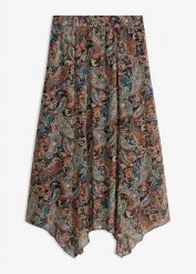 Spódnica szyfonowa z asymetrycznym dołem. Czarne spódnice bonprix, bez wzorów, z szyfonu, eleganckie, asymetryczne. Za 139.99 zł.