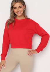 Czerwona Bluza z Dodatkiem Bawełny Wykończona Ściągaczami Evilaya. Czerwone bluzy Born2be, l, bez wzorów, z bawełny, bez kaptura. W wyprzedaży za 21.24 zł.