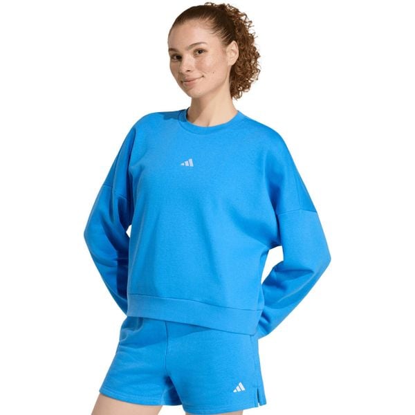 Bluza damska adidas Essentials Small Logo Feelcozy. Niebieskie bluzy bez kaptura adidas, xl, bez wzorów, z dzianiny, bez kaptura. Za 153.99 zł.