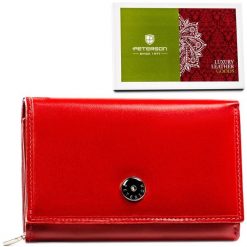 Stylowy czerwony portfel na karty RFID - Peterson. Czerwone portfele Peterson, bez wzorów. Za 87.99 zł.