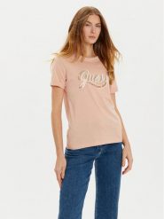 Guess T-Shirt W4YI09 JA914 Różowy Regular Fit. Czerwone t-shirty Guess, xs, z aplikacjami, z bawełny, bez kołnierzyka, bez ramiączek. Za 169.99 zł.