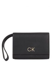 Calvin Klein Portfel damski Re-Lock Bifold & Cardholder Sm K60K611092 Czarny. Czarne portfele Calvin Klein, bez wzorów, ze skóry. Za 379.99 zł.