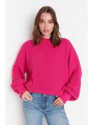 Trendyol Sweter w kolorze różowym rozmiar: M. Różowe swetry Trendyol, m, bez wzorów, ze splotem, bez ramiączek. Za 73.99 zł.