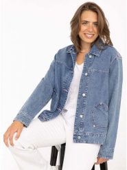 Zwillingsherz Kurtka dżinsowa w kolorze niebieskim rozmiar: XXL. Niebieskie kurtki Zwillingsherz, xxl, z aplikacjami, z bawełny, bez kaptura. Za 218.57 zł.