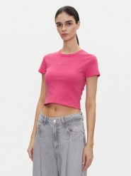 HUGO T-Shirt Delanor_2 50539132 Różowy Cropped Fit. Czerwone t-shirty Hugo, s, bez wzorów, z bawełny, bez kołnierzyka, bez ramiączek. Za 149.99 zł.