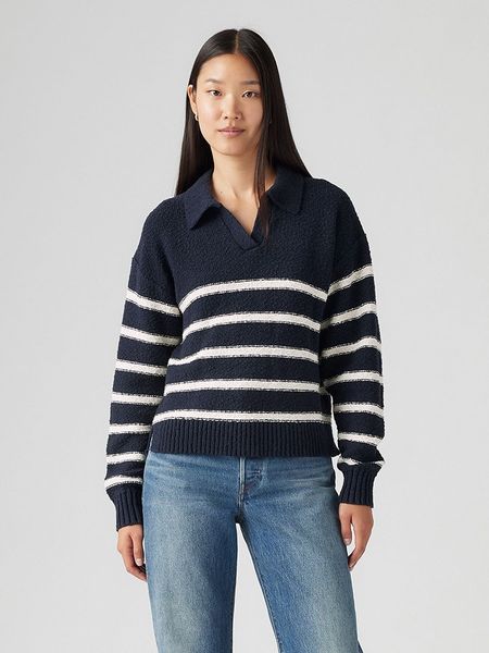 Levi's Sweter w kolorze granatowo-białym rozmiar: M. Niebieskie swetry Levi's, m, bez wzorów, z bawełny, bez ramiączek. Za 164.95 zł.