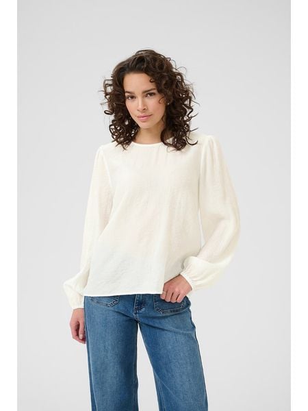 Kaffe Bluzka w kolorze kremowym rozmiar: 36. Brązowe bluzki Kaffe, bez wzorów, bez kołnierzyka, bez ramiączek. Za 118.01 zł.