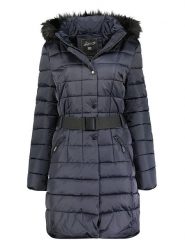 Geographical Norway Płaszcz pikowany "Anemone" w kolorze granatowym rozmiar: M. Niebieskie płaszcze Geographical Norway, m, bez wzorów, z tkaniny, bez kaptura. Za 260.35 zł.