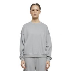 Bluza Damska Frotte Z Okrągłym Dekoltem Oversize. Szare bluzy Urban Classics, xs, bez wzorów, bez ramiączek, bez kaptura. Za 120.99 zł.