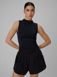 4F Top treningowy slim szybkoschnący damski - czarny S. Czarne topy sportowe 4f, s, bez wzorów, z materiału, na fitness i siłownię. Za 99.99 zł.