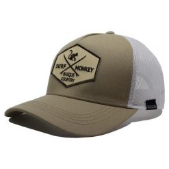 Czapka Trucker - 5 Paneli / Z recyklingu / Jeden rozmiar (Beżowy/Biały). Brązowe czapki z daszkiem SURF MONKEY, z aplikacjami, z bawełny. Za 159.95 zł.