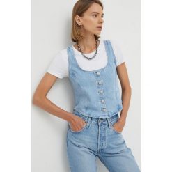 Levi's top jeansowy damska. Niebieskie topy Levi's, l, bez wzorów, z denimu, bez kołnierzyka, bez ramiączek. Za 299.99 zł.
