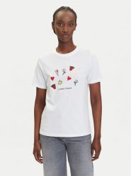 Pieces T-Shirt Funly 17160308 Biały Regular Fit. Białe t-shirty Pieces, l, bez wzorów, z bawełny, bez kołnierzyka, bez ramiączek. Za 69.99 zł.