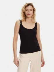 Morgan Top 251-DOUBI Czarny Slim Fit. Czarne topy Morgan, s, bez wzorów, z wiskozy, bez kołnierzyka, bez ramiączek. Za 99.99 zł.
