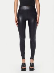 Pieces Legginsy Shiny 17118562 Czarny Slim Fit. Czarne legginsy Pieces, bez wzorów, ze skóry. Za 69.99 zł.