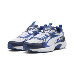 Sneakersy unisex Milenio Tech PUMA White Mountain Blue Silver Metallic. Białe buty sportowe lifestyle Puma, bez wzorów, sportowe, bez zapięcia. Za 329.00 zł.