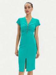 Rinascimento Sukienka koktajlowa CFC0117728003 Turkusowy Slim Fit. Niebieskie sukienki Rinascimento, s, bez wzorów, z syntetyku, wizytowe, bez kołnierzyka, bez ramiączek. Za 739.99 zł.