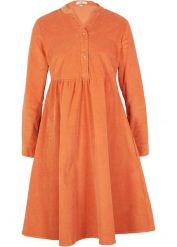 Sukienka ze sztruksu z bawełny. Niebieskie sukienki bonprix, bez wzorów, z bawełny, bez kołnierzyka, bez ramiączek. Za 144.99 zł.