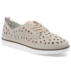 Beżowe Półbuty S.Barski Modne Obuwie Damskie. Brązowe półbuty wsuwane S.BARSKI, w ażurowe wzory, eleganckie, bez obcasa. Za 159.00 zł.
