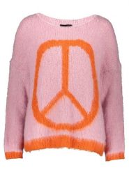 Miss goodlife Sweter "Peace" w kolorze jasnoróżowym rozmiar: L. Różowe swetry miss goodlife, l, bez wzorów, ze splotem, bez ramiączek. Za 211.31 zł.