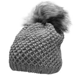 Damska czapka melanż z pomponem 4F H4Z22. Szare czapki zimowe 4f, bez wzorów, z wełny, sportowe. Za 52.99 zł.