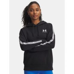 Bluza Under Armour Icon Fleece Taped Hoody. Czarne bluzy Under Armour, bez wzorów, sportowe, bez ramiączek, bez kaptura. Za 179.99 zł.