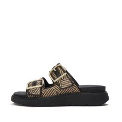 Klapki na koturnie z klamrą damskie FitFlop Gen-FF. Białe klapki FIT FLOP, bez wzorów, z materiału, wakacyjne, bez obcasa, na koturnie, bez zapięcia. Za 715.50 zł.