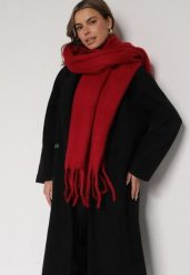 Bordowy Szalik z Ozdobnymi Frędzlami Esariana. Czerwone szaliki i kominy Born2be, bez wzorów, klasyczne. Za 49.99 zł.