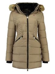 Geographical Norway Płaszcz zimowy "Abeille" w kolorze beżowym rozmiar: XXL. Brązowe płaszcze Geographical Norway, na zimę, xxl, bez wzorów, z puchu, bez kaptura. Za 237.73 zł.