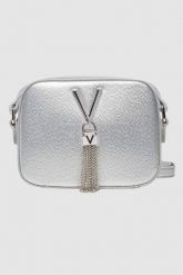 VALENTINO Srebrna torebka Divina Camera Bag. Szare kopertówki Valentino by Mario Valentino, bez wzorów, małe, bez dodatków. W wyprzedaży za 191.99 zł.