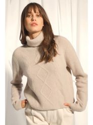 Just Cashmere Kaszmirowy golf "Doma" w kolorze beżowym rozmiar: XXL. Brązowe swetry Just Cashmere, xxl, bez wzorów, z kaszmiru, bez ramiączek. Za 1,017.45 zł.